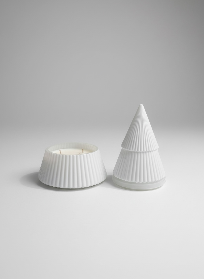 White Ceramic Christmas Tree Candle in Balsam Fir