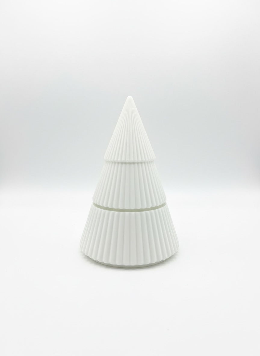 White Ceramic Christmas Tree Candle in Balsam Fir