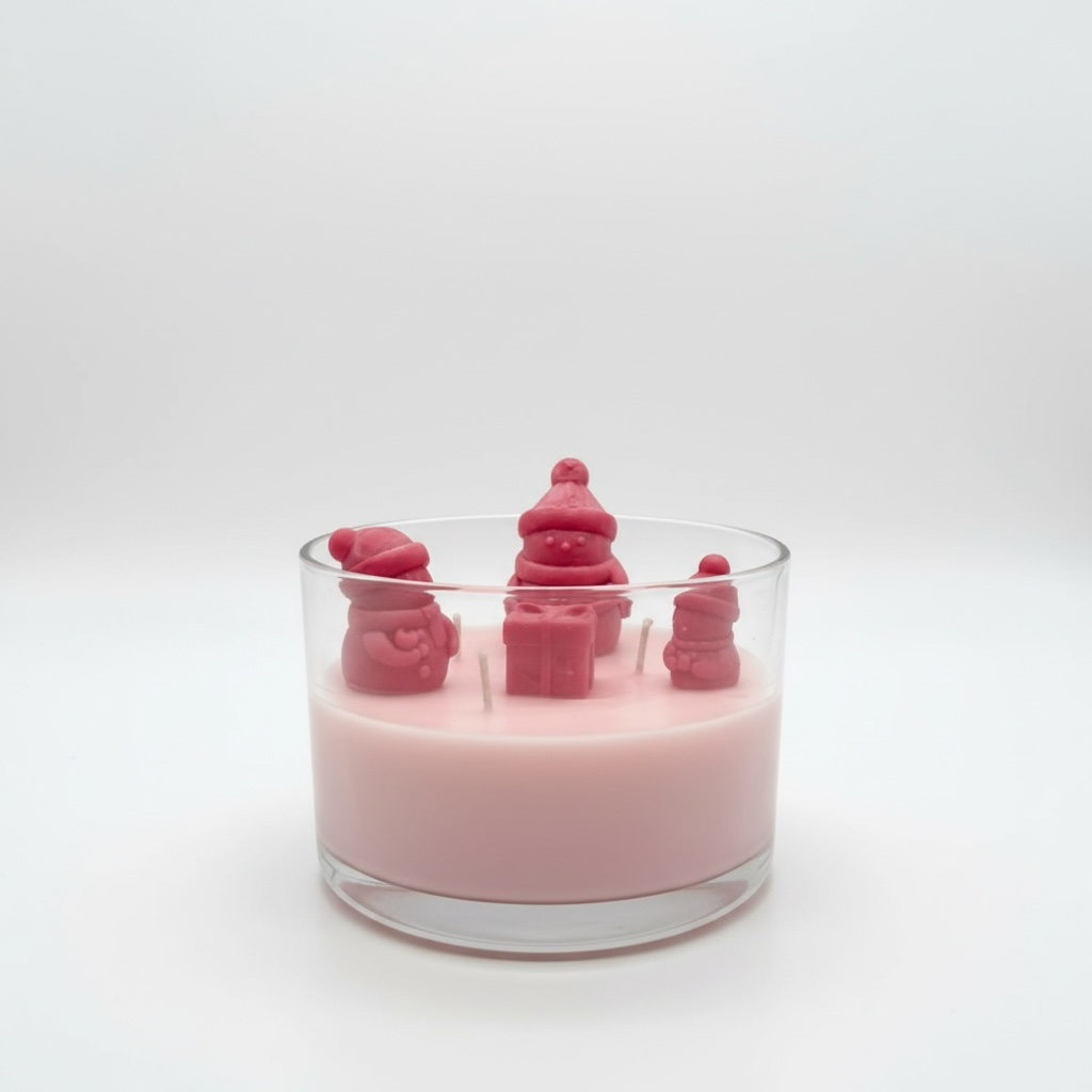 frosted peppermint snowman Christmas 18 oz three dimensional candle