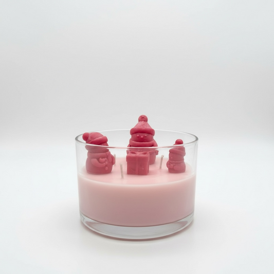 frosted peppermint snowman Christmas 18 oz three dimensional candle