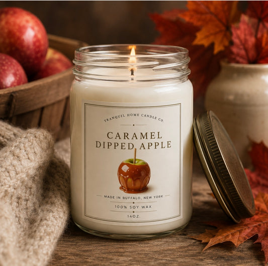Caramel Dipped Apple 14oz. Mason Jar Soy Candle